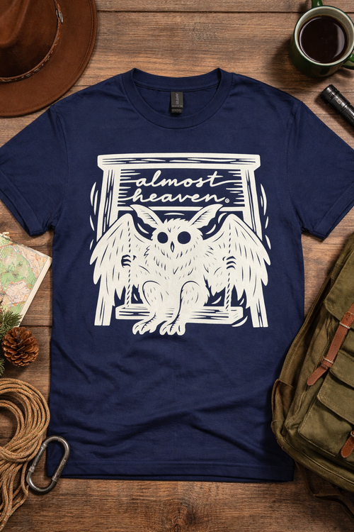 Almost Heaven Mothman Graphic Tee, West Virginia Folklore Shirt